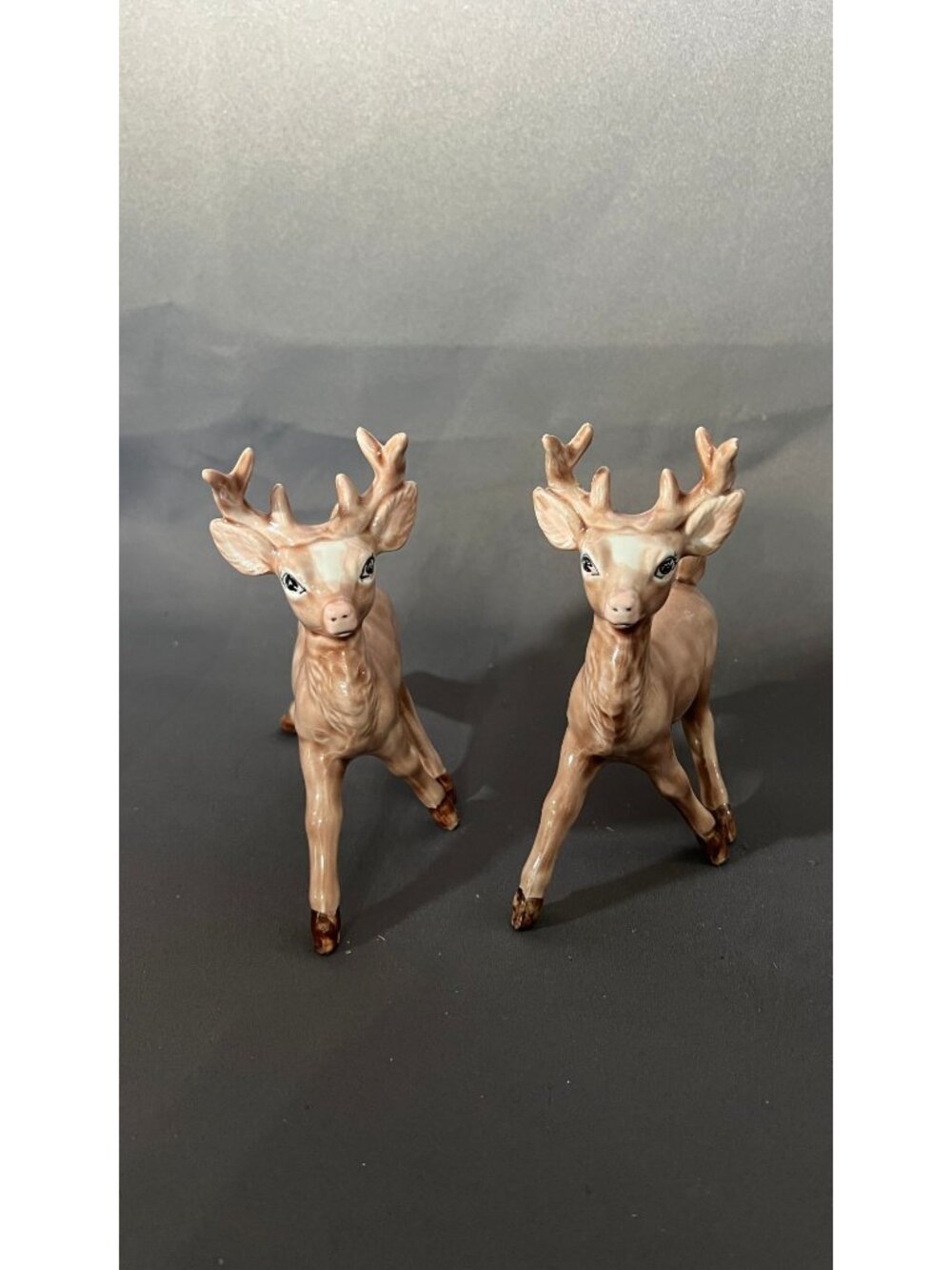 Vintage Ceramic Deer Figurines Pair Mid-Century Collectible Decor